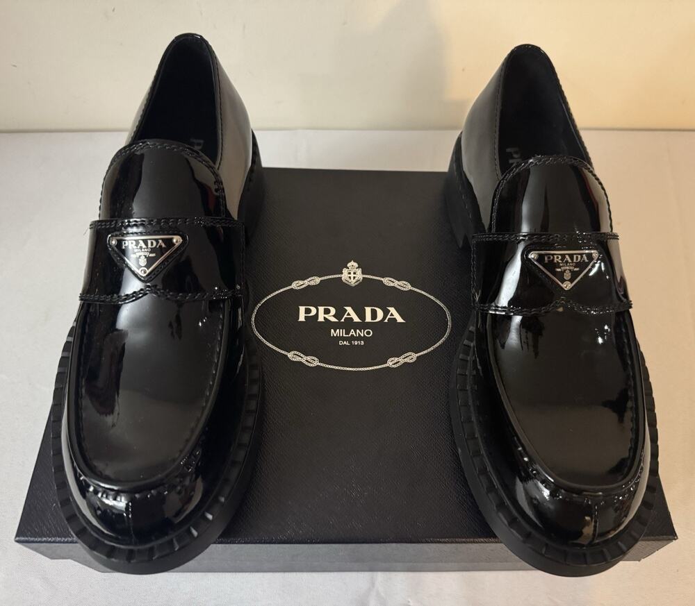 NIB Prada Chocolate Leather Logo Loafers 12EU/13US $1270.00